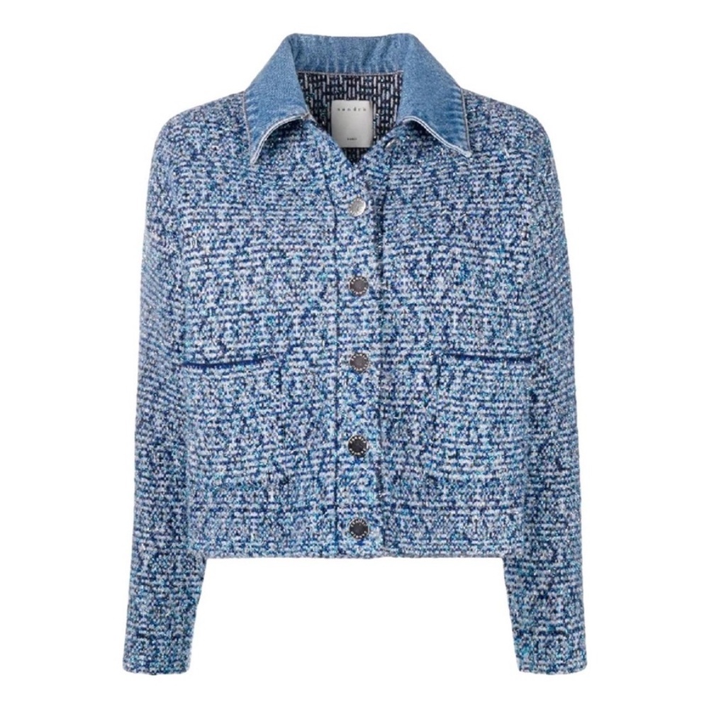 Stylish Blue Tweed Jean Jacket